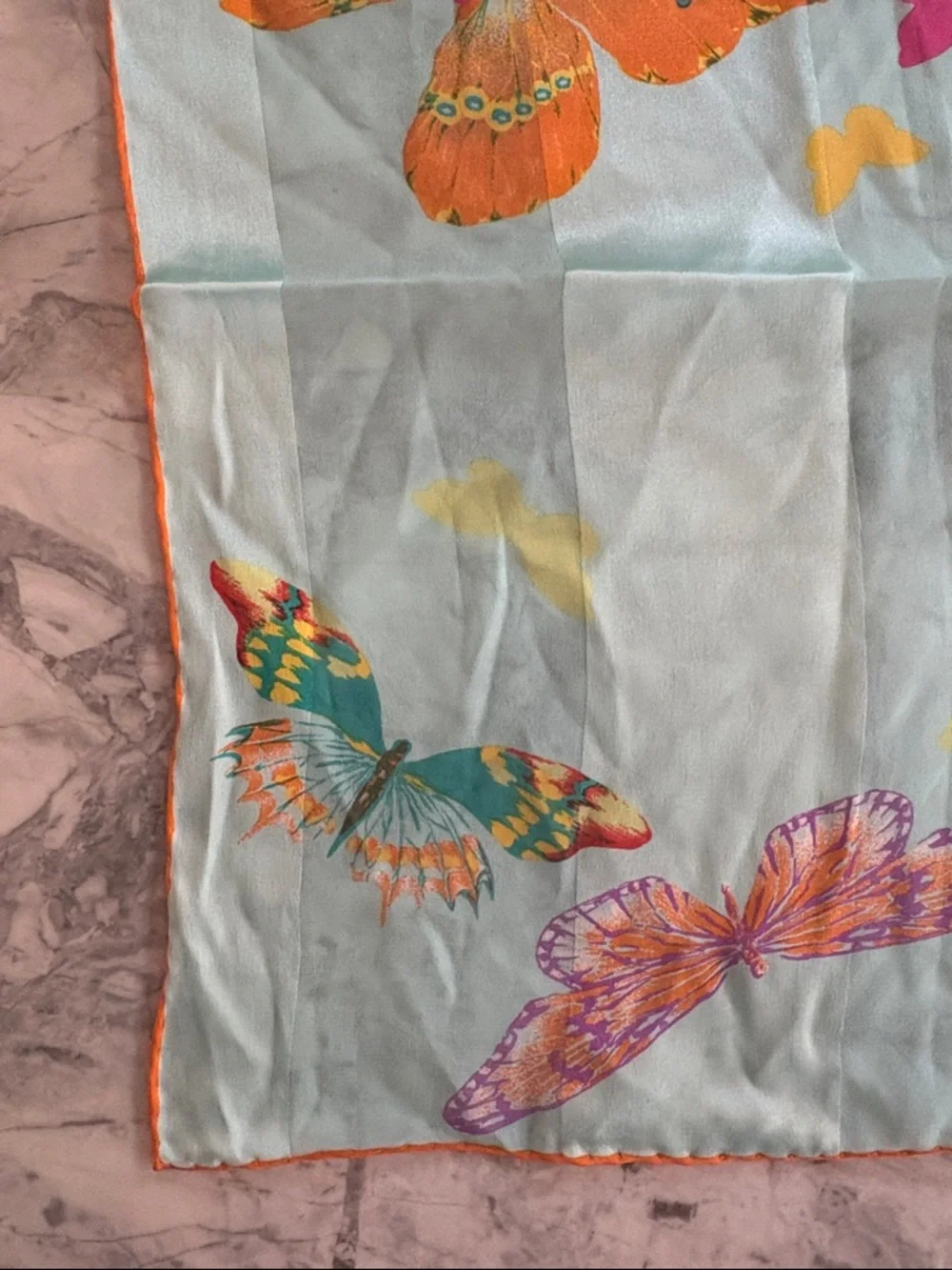 Vintage Chopard Chiffon Silk Scarf with Multi-Color Butterfly Motif